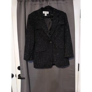 Jones New York Women's Black Speckled Blazer, Size 6 Career Jacket, Lined Blazer
